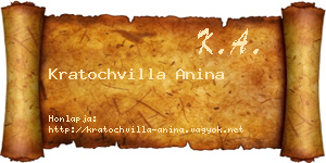 Kratochvilla Anina névjegykártya